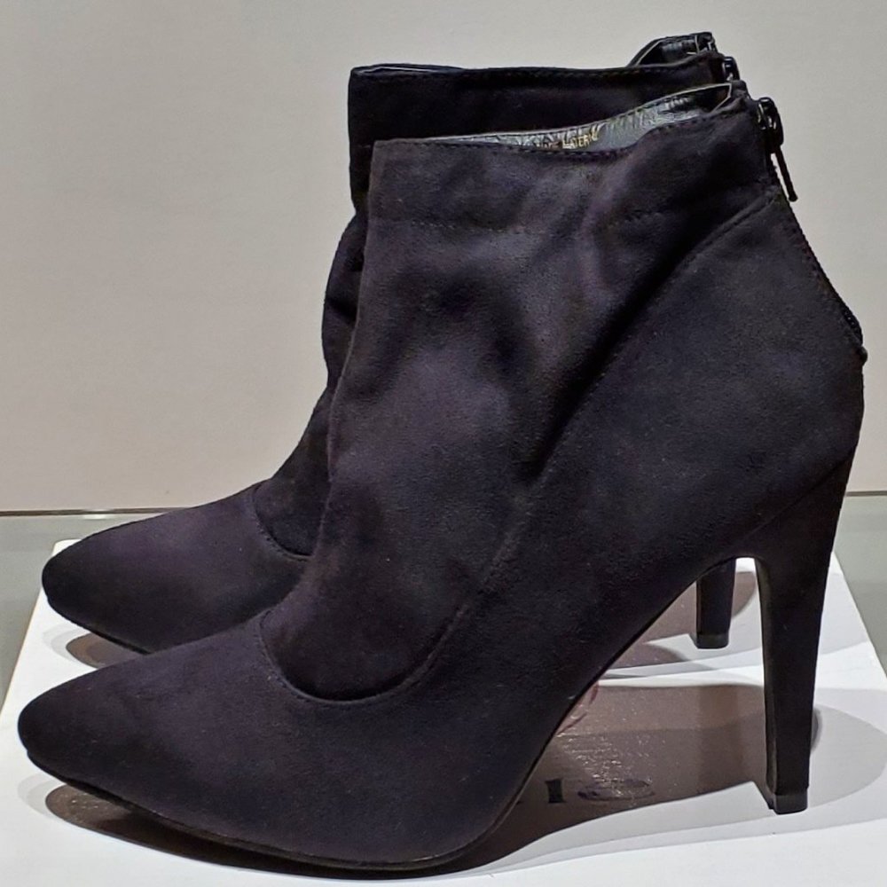 Black suede stiletto boots